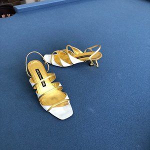Anne Klein Couture Sling back heeled open toe sandal.